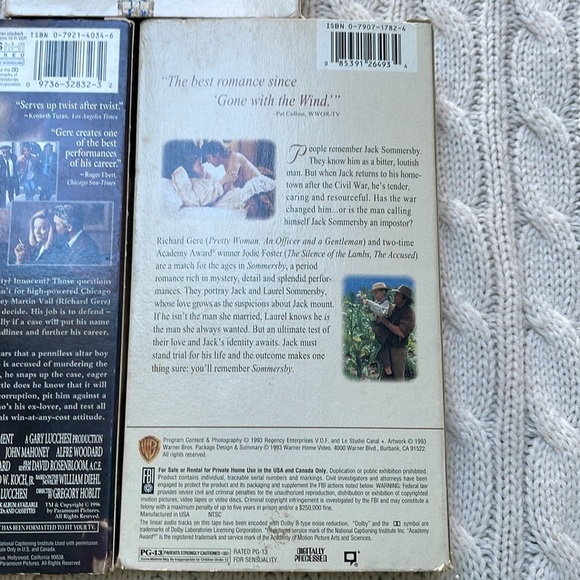 VHS lot of Richard Gere movies. Somersby Primal Fear An Officer and a Gentleman - Picture 8 of 9